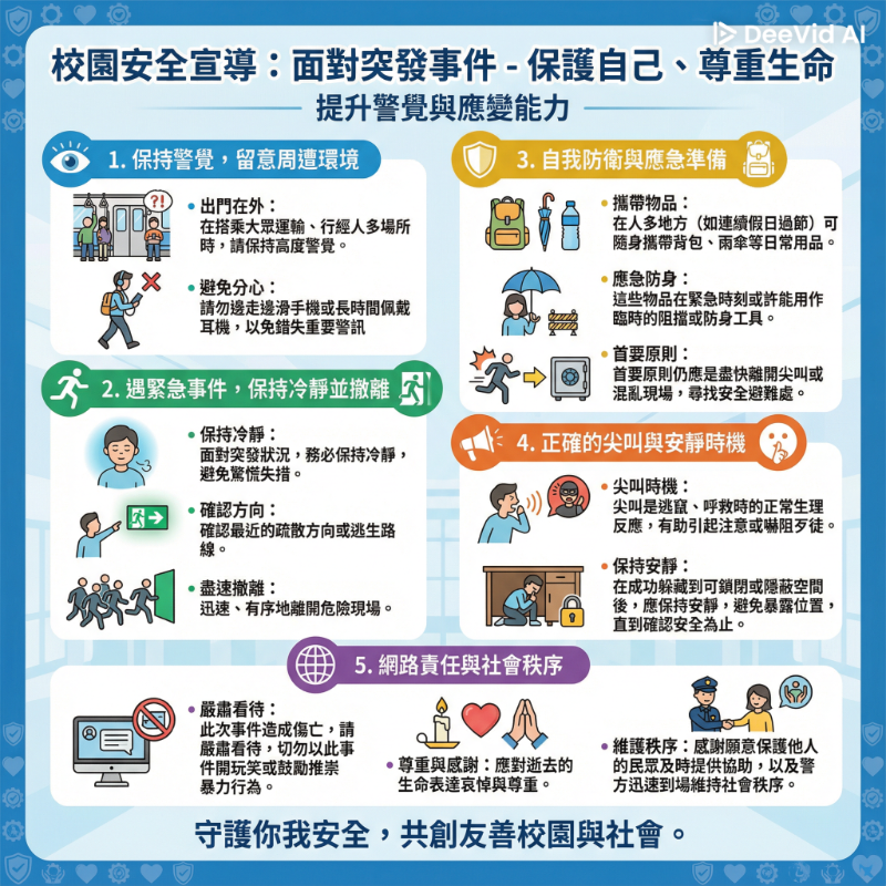 校園安全宣導－面對突發事件，當下因應與注意事項